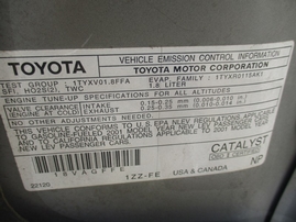 2001 TOYOTA COROLLA S SILVER 1.8L AT Z16295